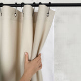 Linen Blend Shower Curtain Panel with Waterproof Lining, Grommets (Eylets) Top