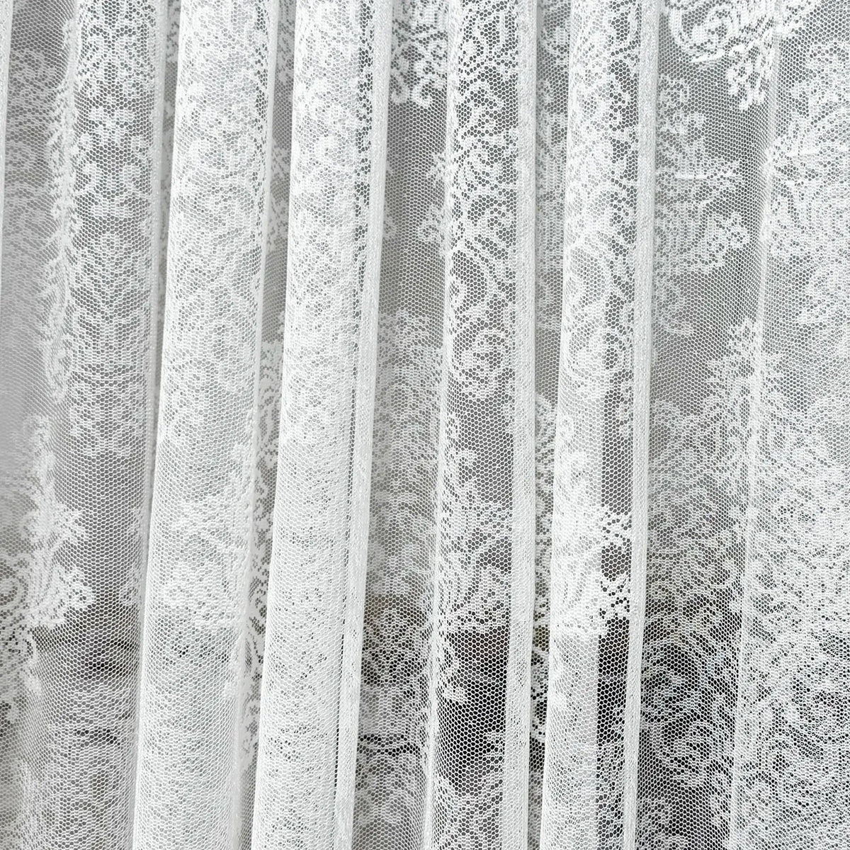 White Lace French Door Curtain – Floral Vintage Sheer Door Sash Curtain Panel with Top & Bottom Rod Pockets