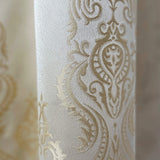 Custom Curtains Cream Striped with Damask Pattern
