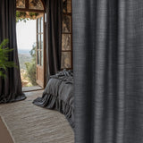 Curtains Burlap / Linen for Farmhouse Living Room, Bedroom, Kitchen, Custom Made Space Gray Panel