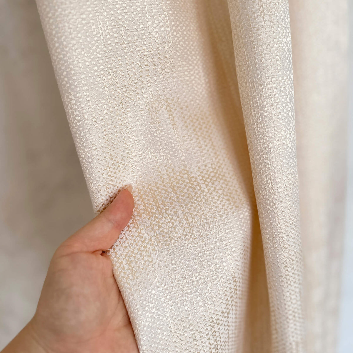 Textured Jacquard Curtains, Neutral Cream Drapery for Elegant Living Room