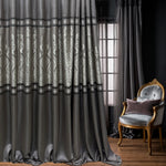 Custom Curtains Gray Striped with Damask Pattern, Luxury Bohemian Home Decor Style