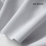 Close-up of ice white fabric with 'ICE WHITE' text.