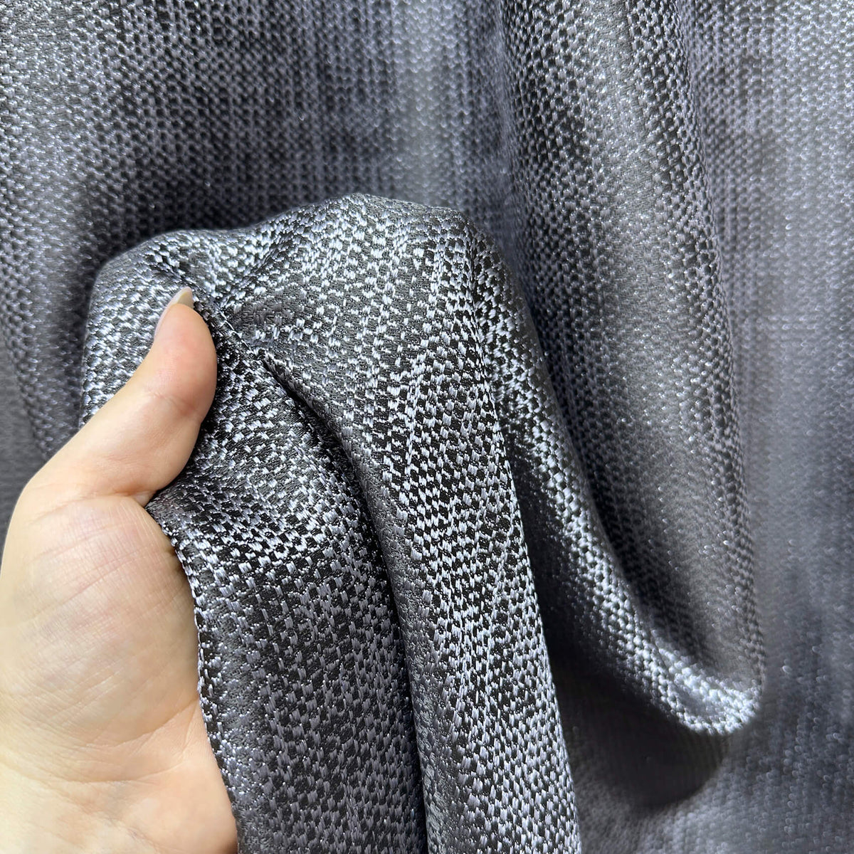Textured Jacquard Curtains, Space Gray Drapery for Elegant Living Room