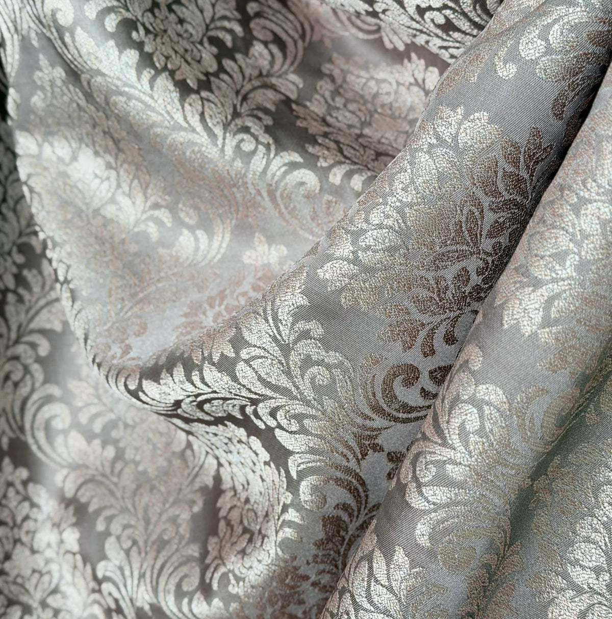 Custom Victorian Damask Curtains, Luxury Gold Beige Gray Drapes for Elegant Interiors