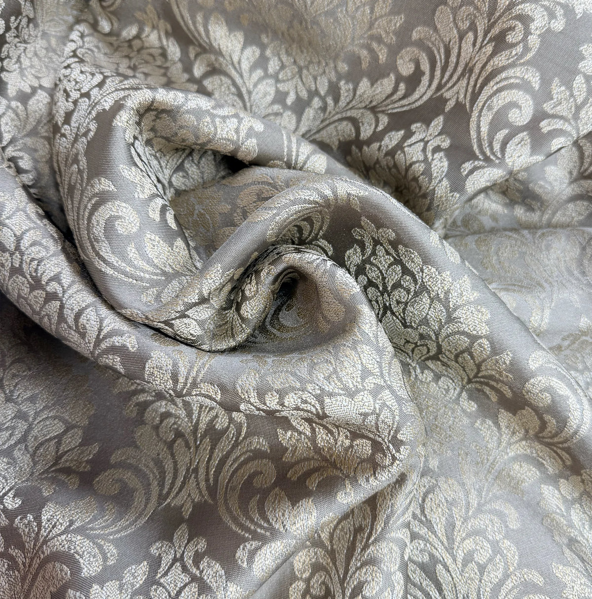 Custom Victorian Damask Curtains, Luxury Gold Beige Gray Drapes for Elegant Interiors