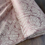 fabric for  Curtains Jacquard Damask in Luxury Bohemian Style with Powder Pink Crown Pattern