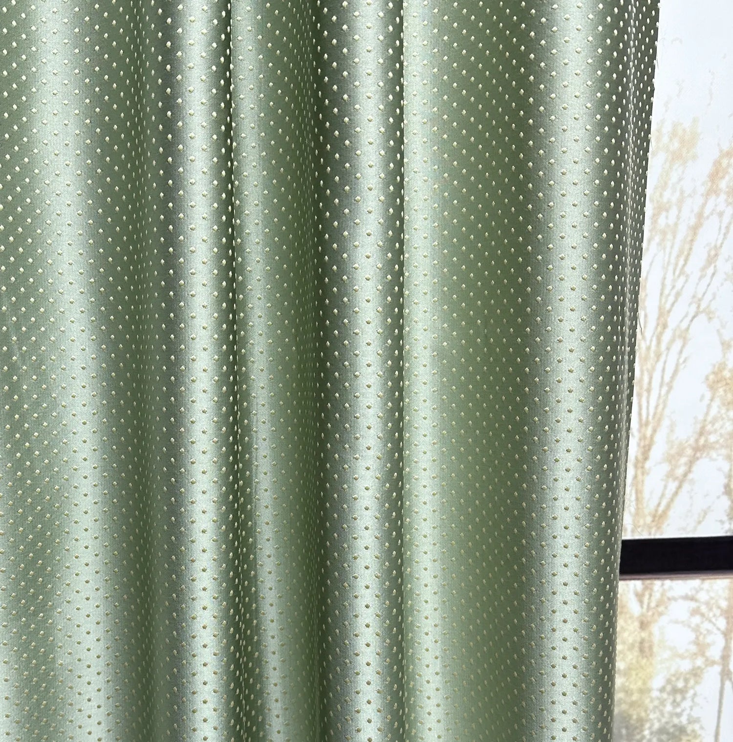 Jacquard Fabric Curtain Light Mint Green in Modern Style