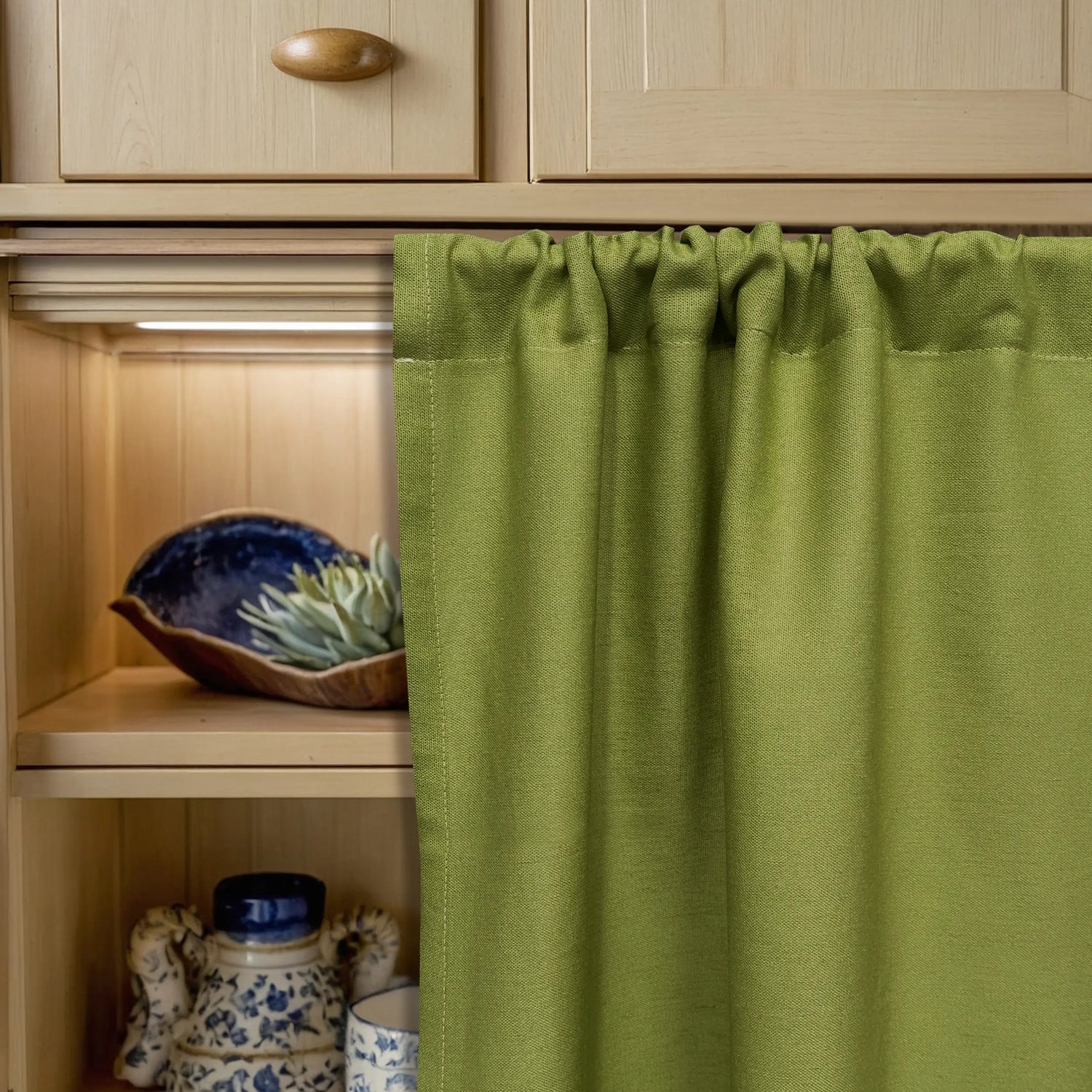 curtains cabinet linen salad green color