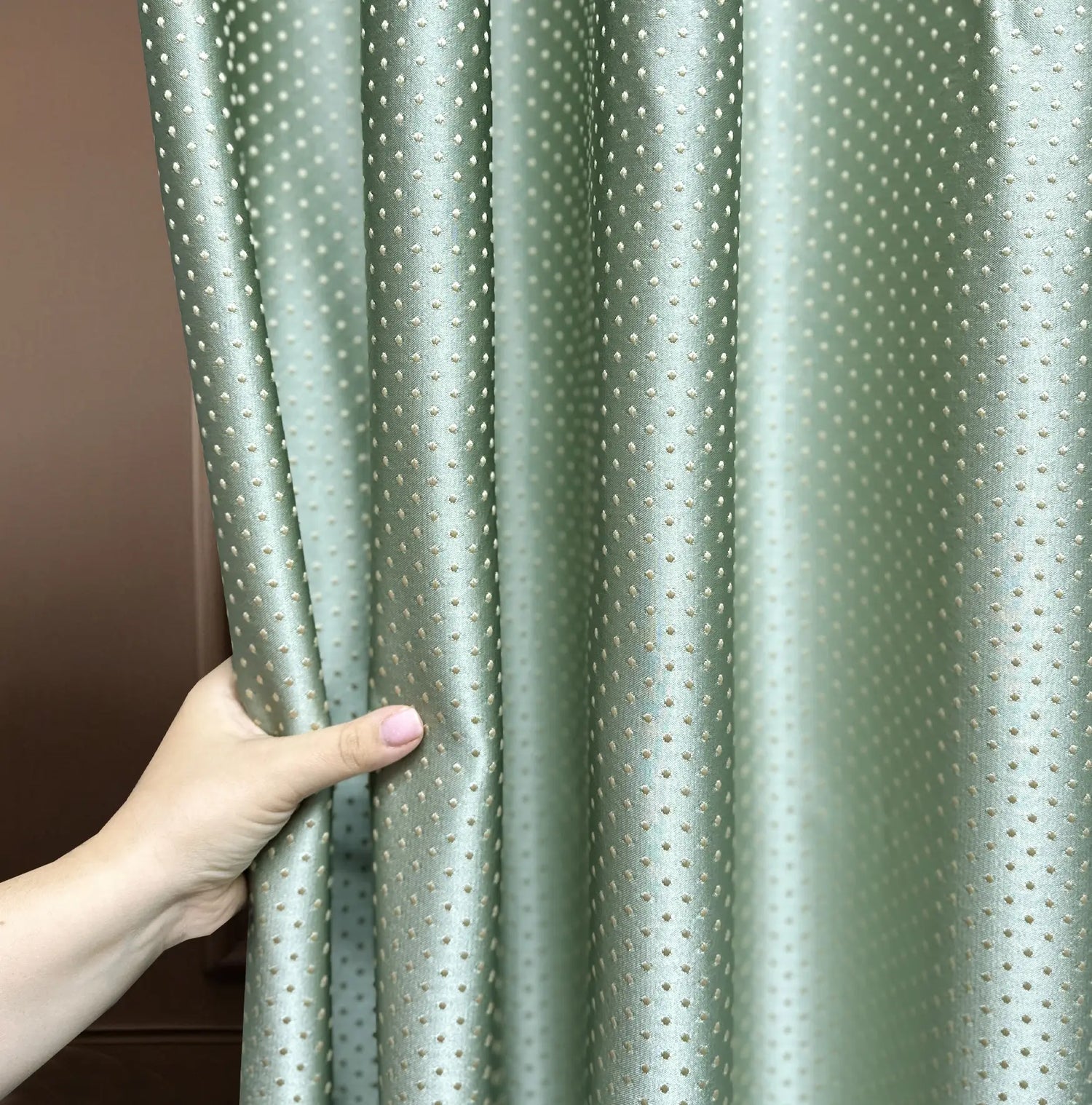 Jacquard Fabric Curtain Light Mint Green in Modern Style