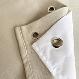 Linen Blend Shower Curtain Panel with Waterproof Lining, Grommets (Eylets) Top