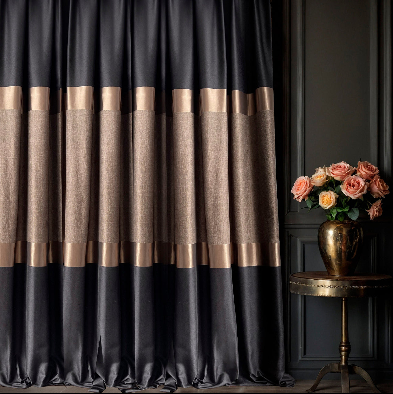 Curtains Bohemian, Stylish Striped Antique Gold for Elegant Home Decor