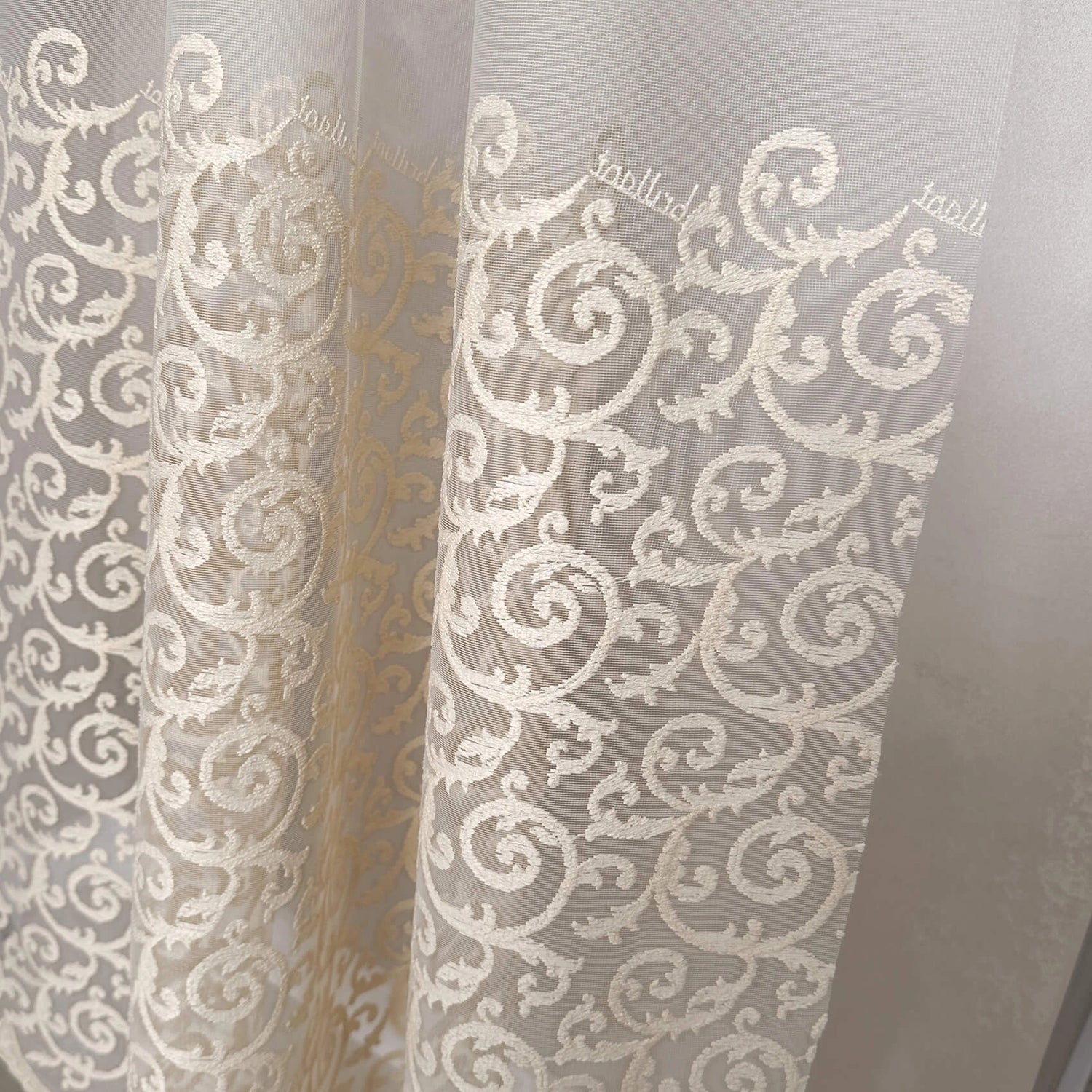 Lace Sheer Curtains with Floral Curl