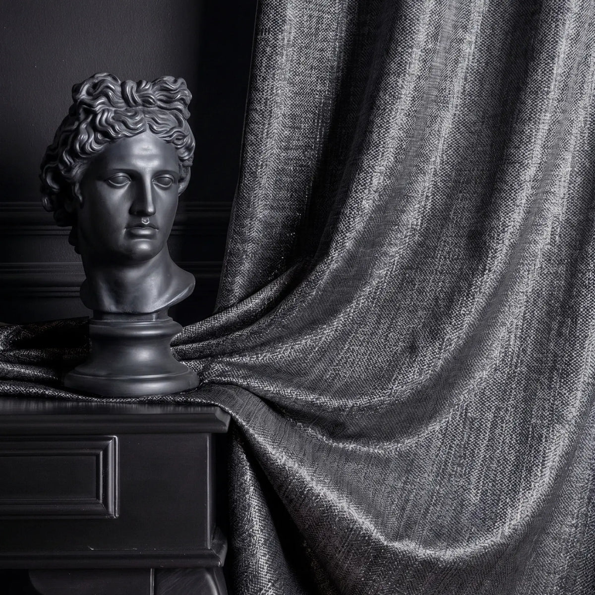 Textured Jacquard Curtains, Space Gray Drapery for Elegant Living Room