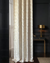 Jacquard Curtains Panel in Art Deco Style, Beige Patterned 