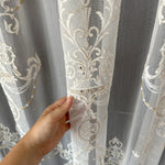 Rich Damask Ruffled Voile Living Room Tulle