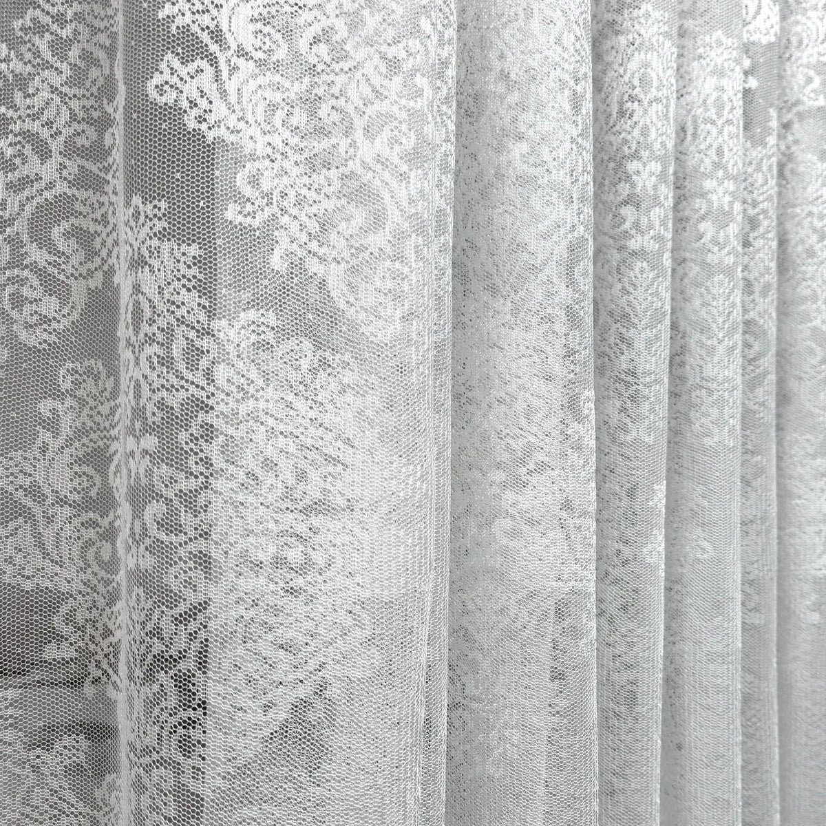 White Lace French Door Curtain – Floral Vintage Sheer Door Sash Curtain Panel with Top & Bottom Rod Pockets