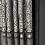 Custom Curtains Gray Striped with Damask Pattern, Luxury Bohemian Home Decor Style