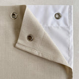 Linen Blend Shower Curtain Panel with Waterproof Lining, Grommets (Eylets) Top