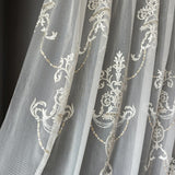 Rich Damask Ruffled Voile Living Room Tulle