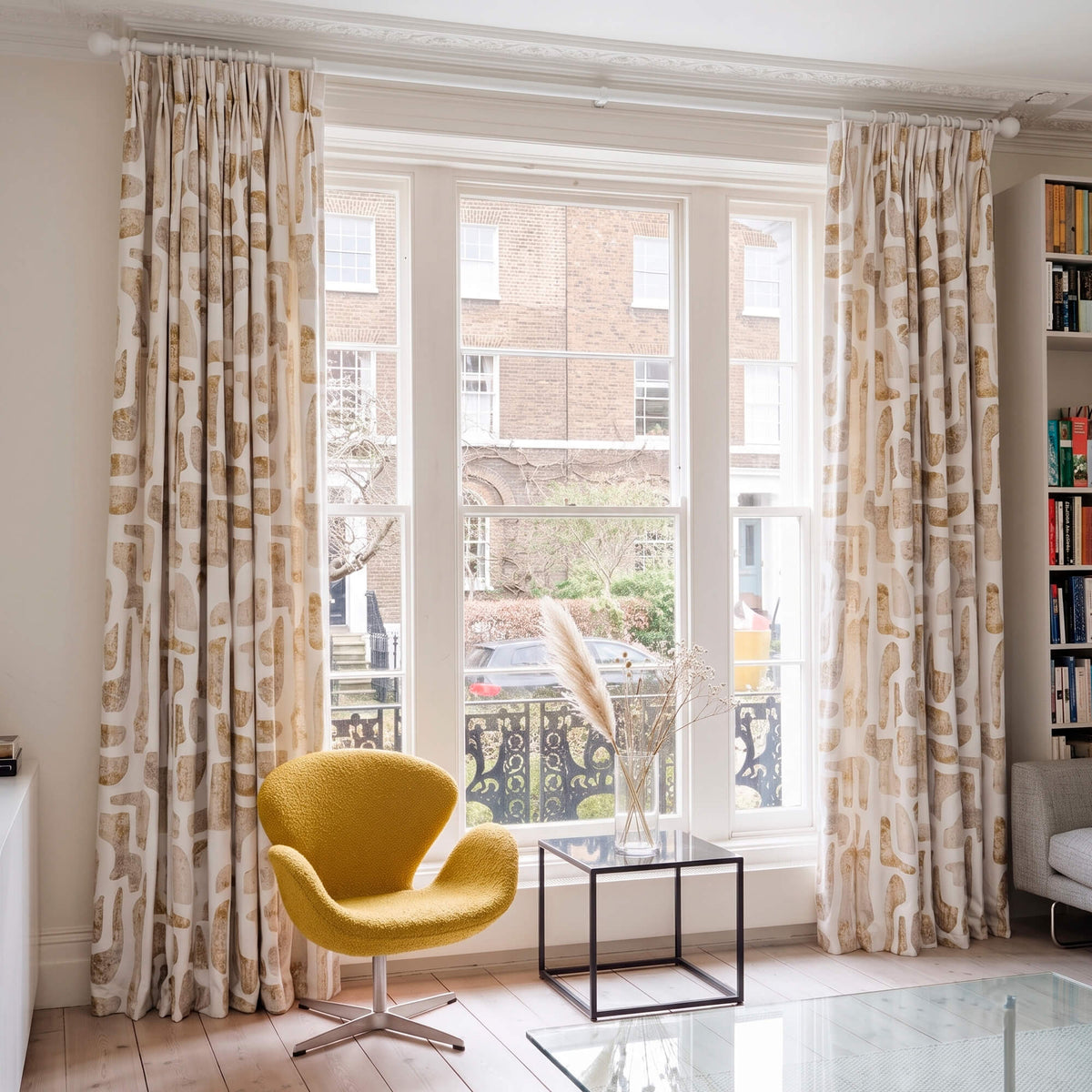 Stylish Beige Stone Curtains with Abstract Patterns for Modern Homes