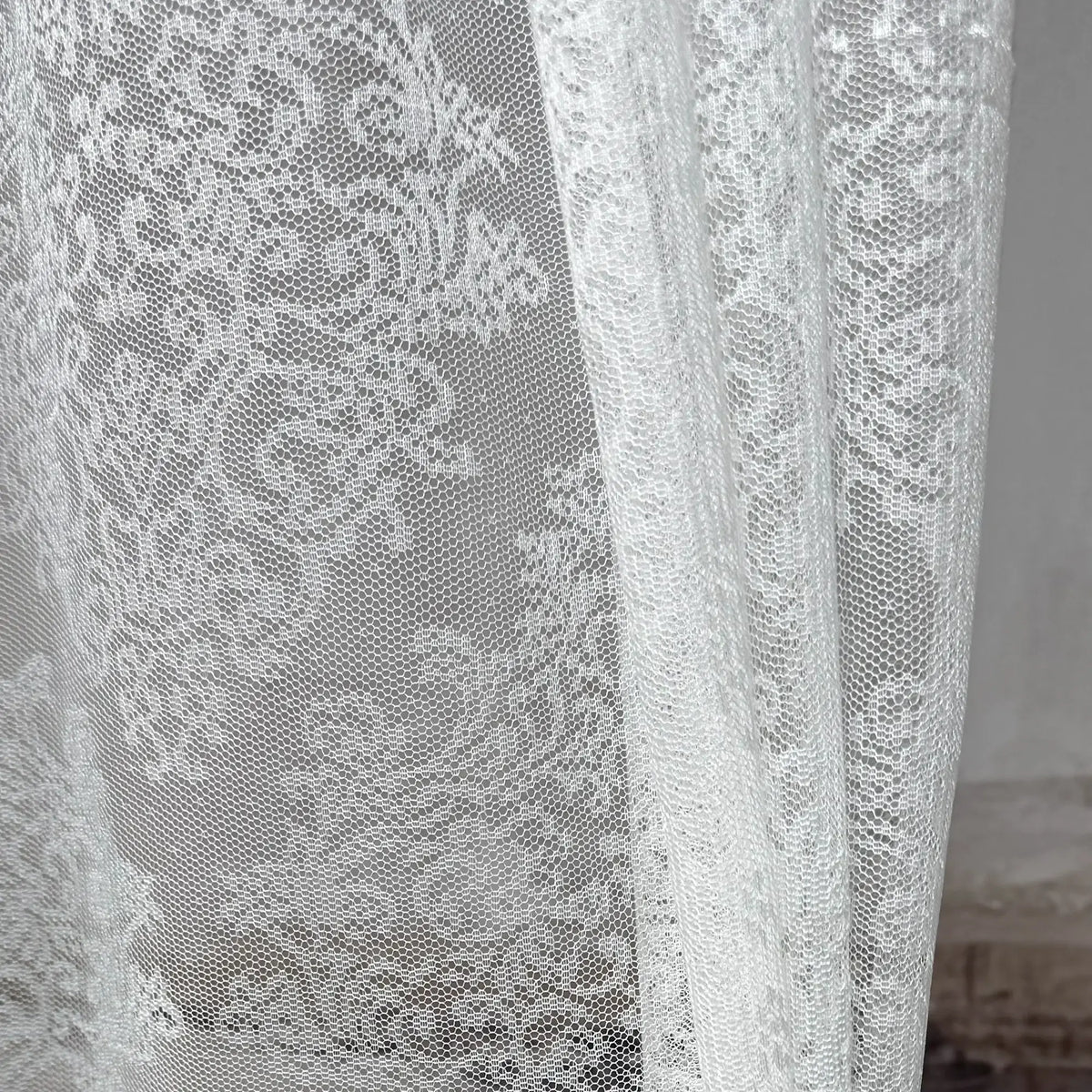 White Lace French Door Curtain – Floral Vintage Sheer Door Sash Curtain Panel with Top & Bottom Rod Pockets