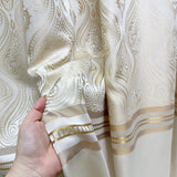 Custom Curtains Cream Striped with Damask Pattern