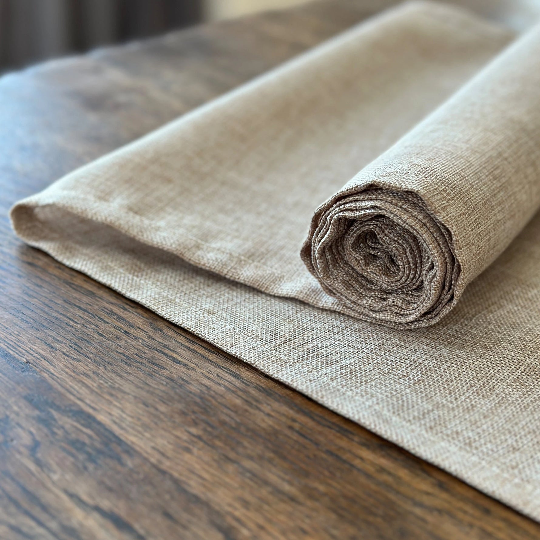 Table Runner Linen / Burlap for Dining Room Table Decor in Beige Color