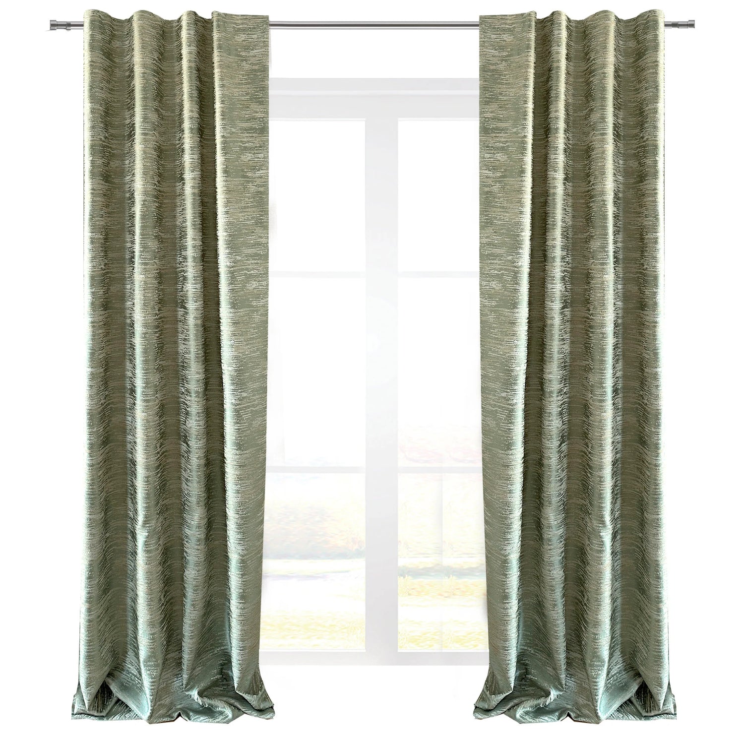 Jacquard Curtain Panels Light Mint Green in Modern Style