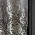 Custom Curtains Gray Striped with Damask Pattern, Luxury Bohemian Home Decor Style