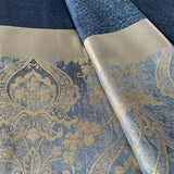 Damask Curtains for Bohemian Home Décor in Royal Blue Color with Gold Stripes