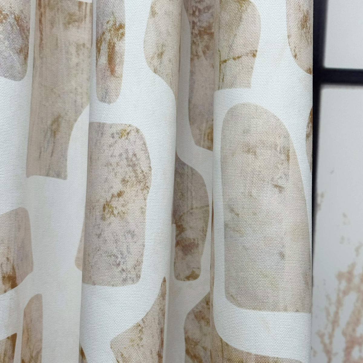 Stylish Beige Stone Curtains with Abstract Patterns for Modern Homes