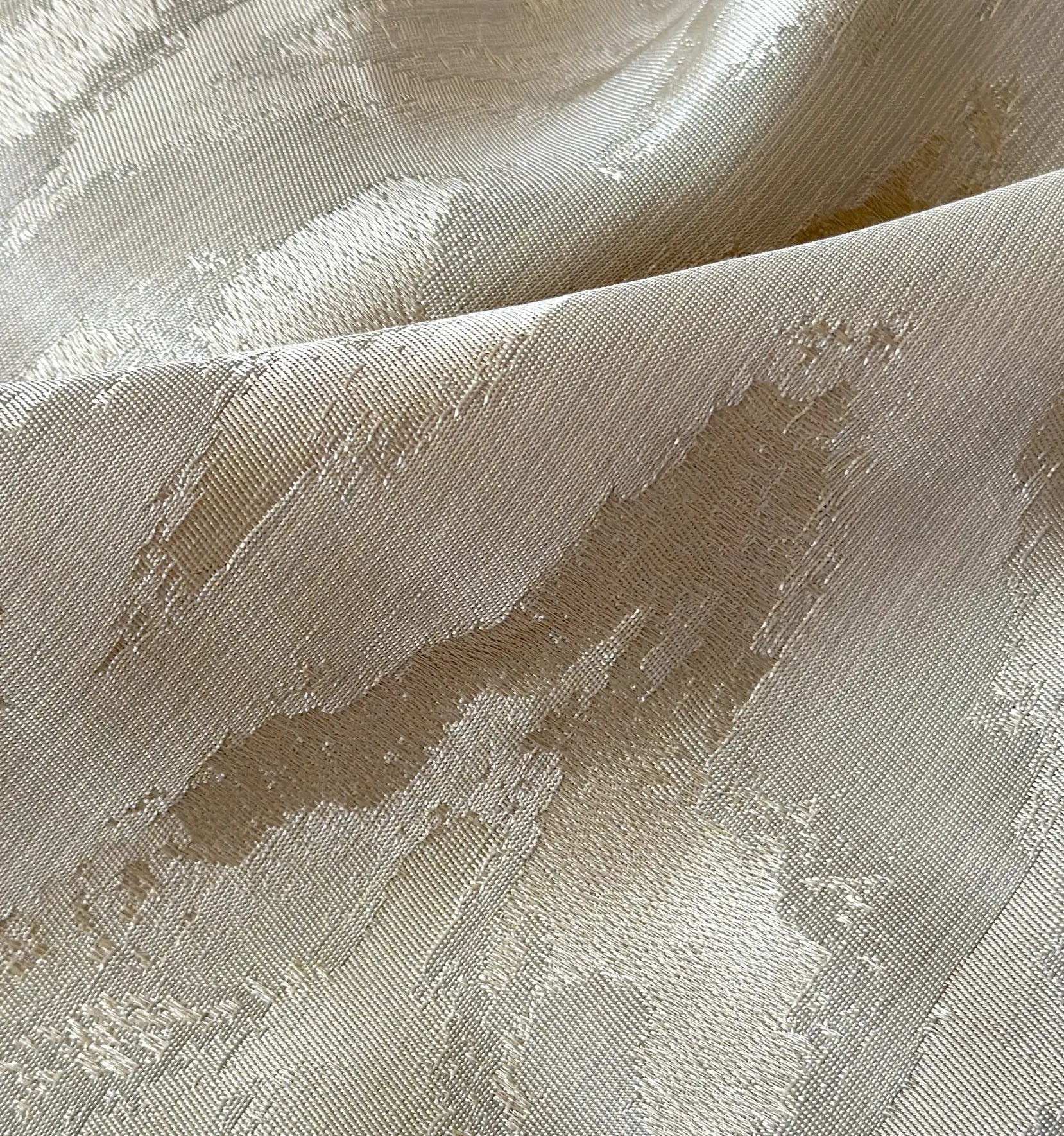 Jacquard Curtains Panel in Art Deco Style, Beige Patterned 