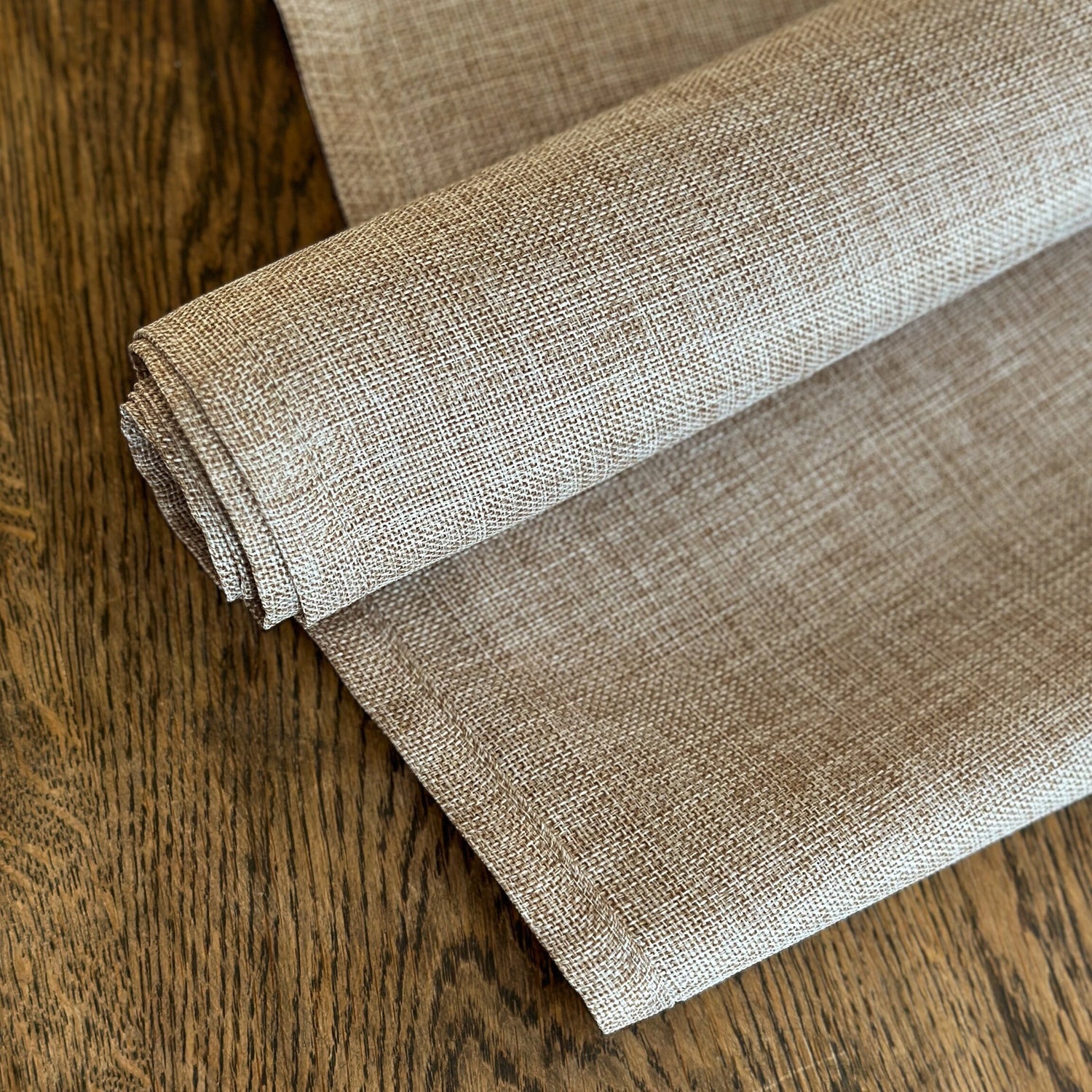 Table Runner Linen / Burlap for Dining Room Table Decor in Beige Color