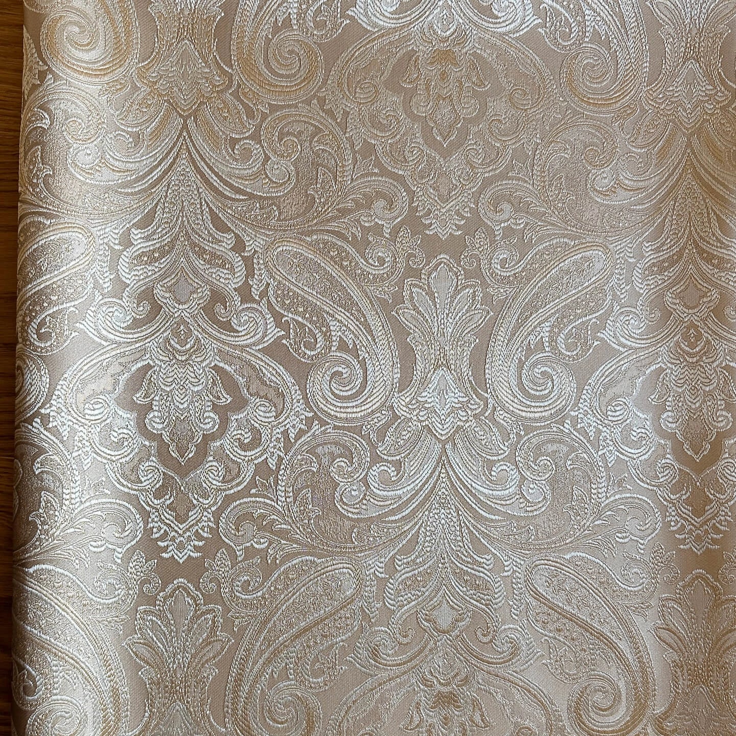 Jacquard Tapestry Curtains, Luxury Paisley Patterned in Rich Beige Gold Color