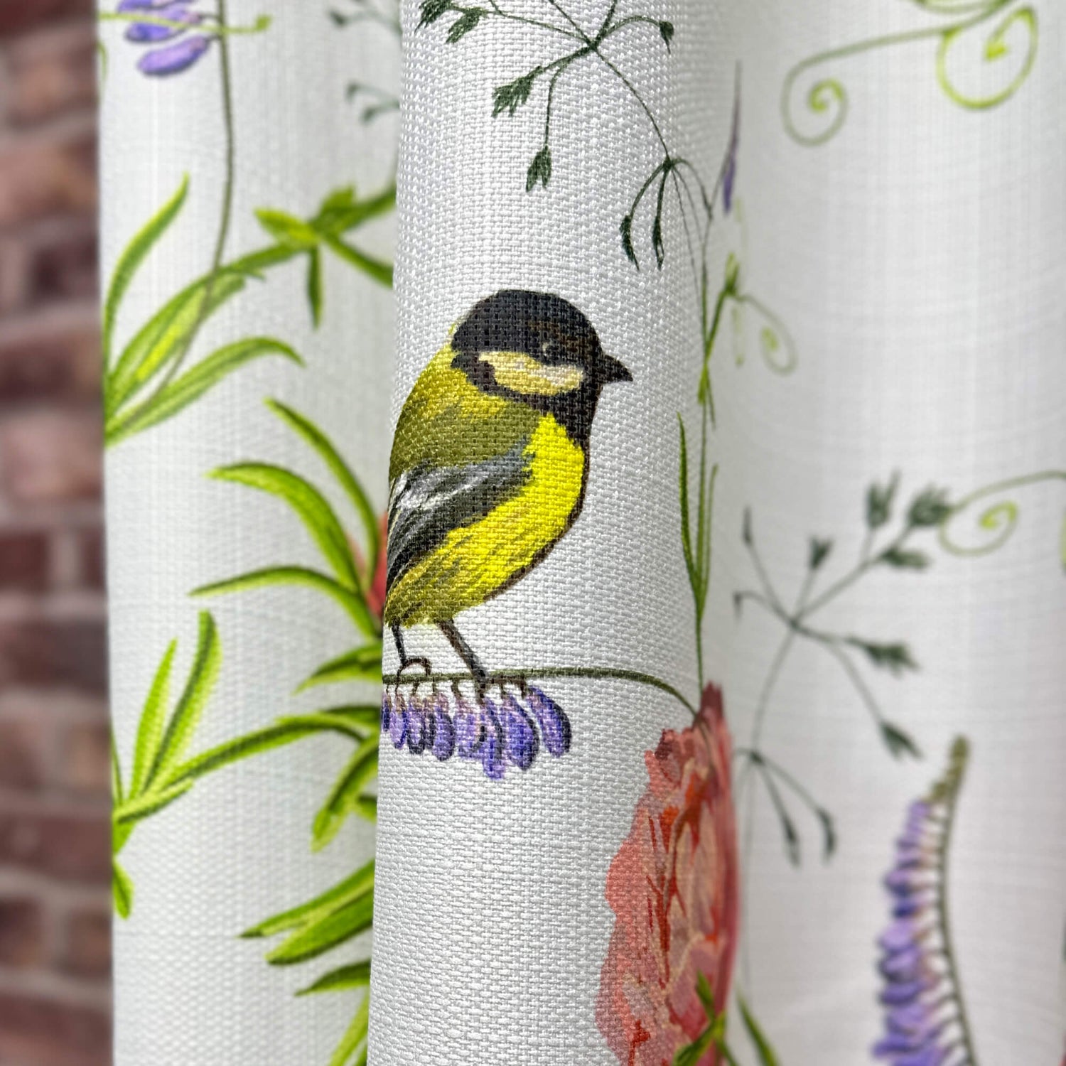 Curtains with Cute Watercolor Birds Pattern, Custom Nursery Curtain Panel