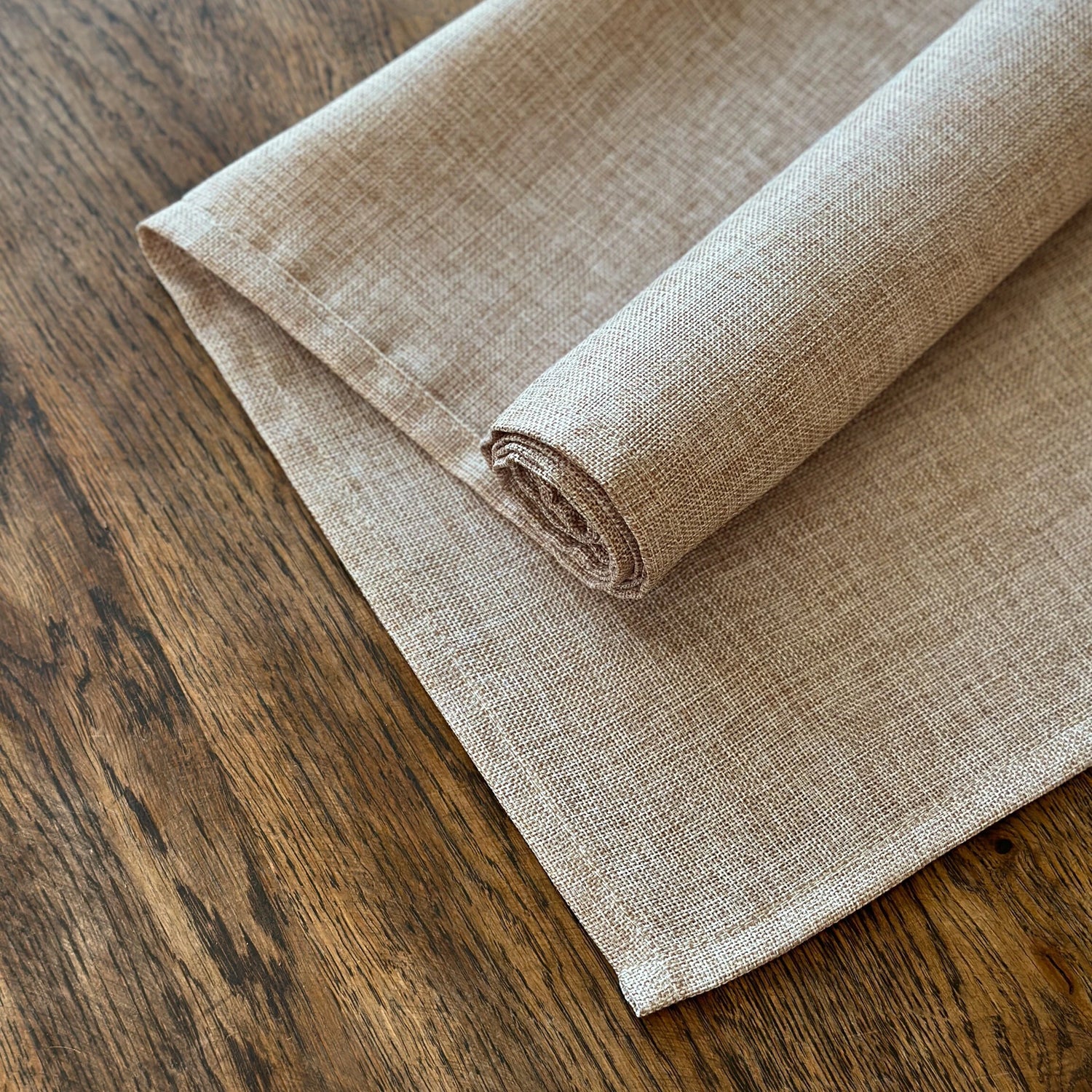 Table Runner Linen / Burlap for Dining Room Table Decor in Beige Color