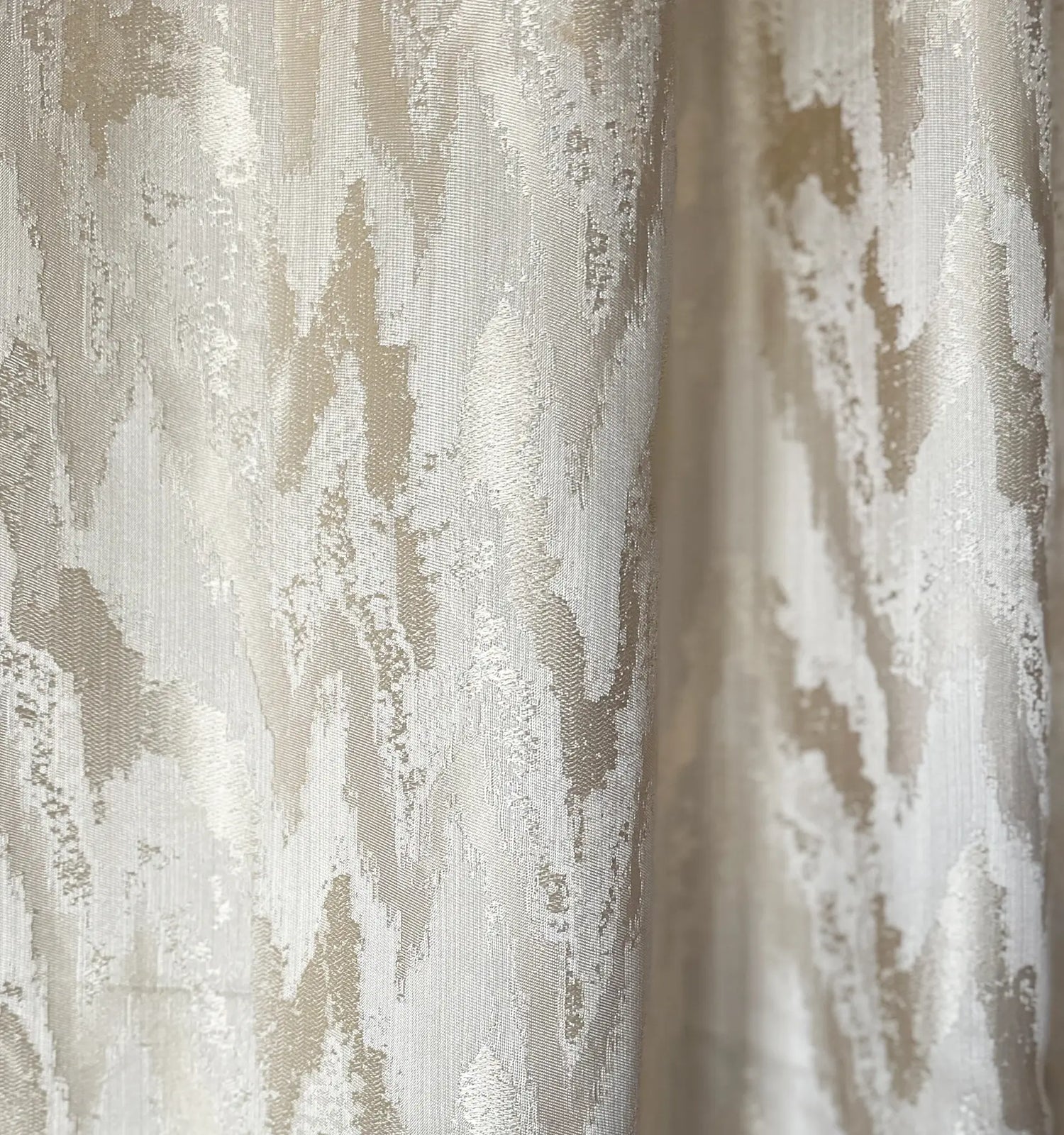 Jacquard Curtains Panel in Art Deco Style, Beige Patterned 