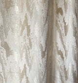 Jacquard Curtains Panel in Art Deco Style, Beige Patterned 
