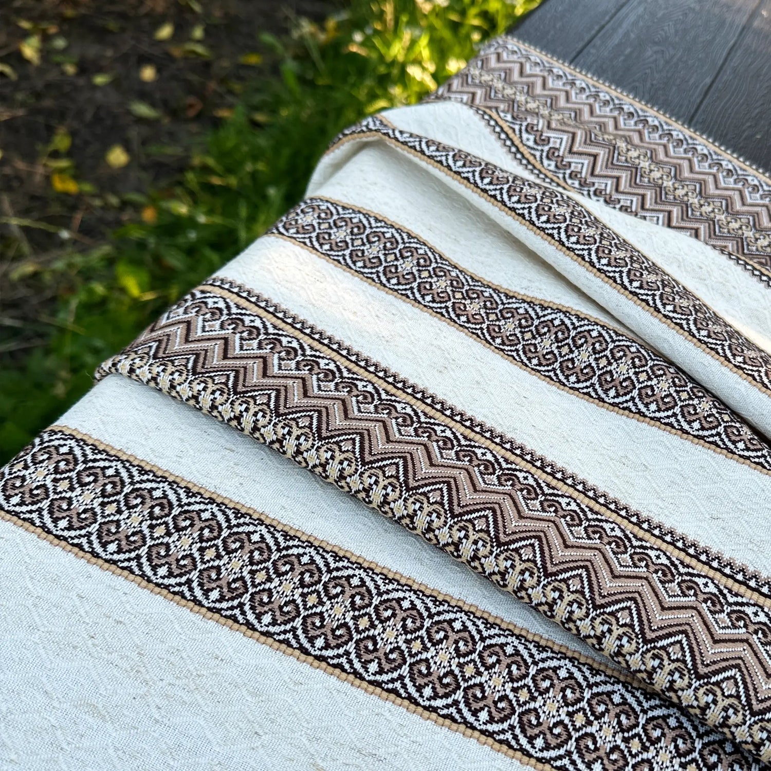 Ukrainian Linen Tablecloth with Vintage Embroidery - Rustic Ethnic Decor