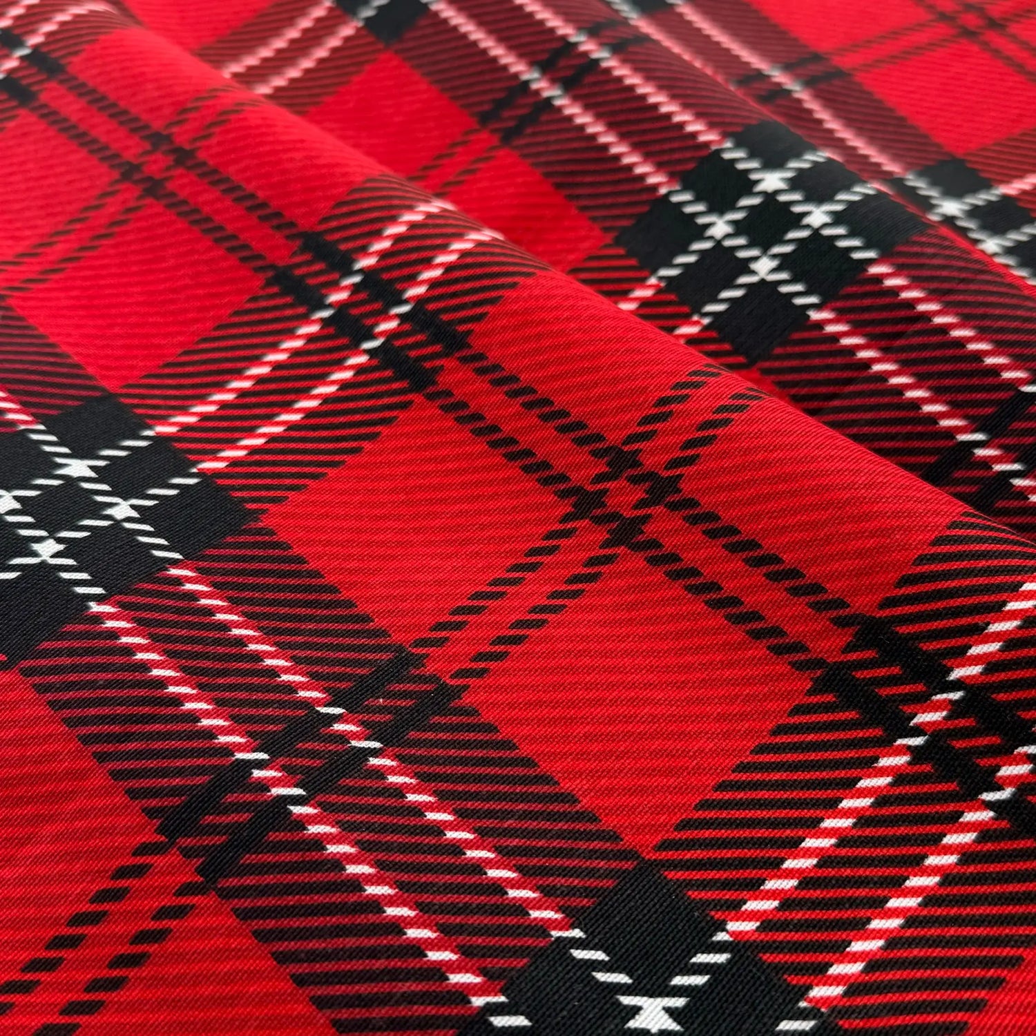 Close-up of red and black plaid fabric