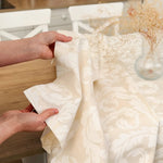 Luxury Tablecloth Waterproof Wipeable, Victorian Damask Table Cover, Cream