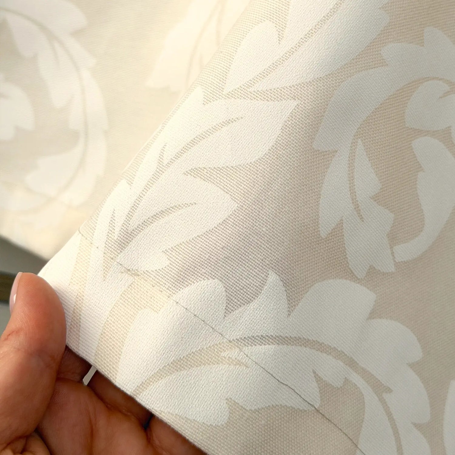 Luxury Tablecloth Waterproof Wipeable, Victorian Damask Table Cover, Cream