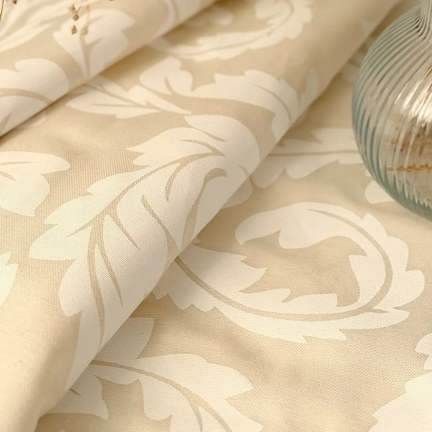 Luxury Tablecloth Waterproof Wipeable, Victorian Damask Table Cover, Cream