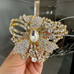 Curtain Tieback Bow with Rhinestones, Golden Magnet Holdback