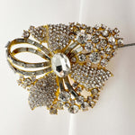 Curtain Tieback Bow with Rhinestones, Golden Magnet Holdback