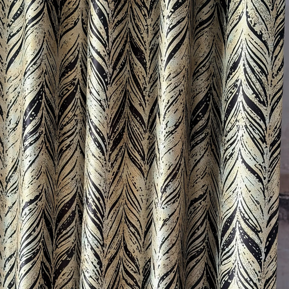 Art Deco Gold and Black Curtains, Custom Drapery for Elegant Living Room
