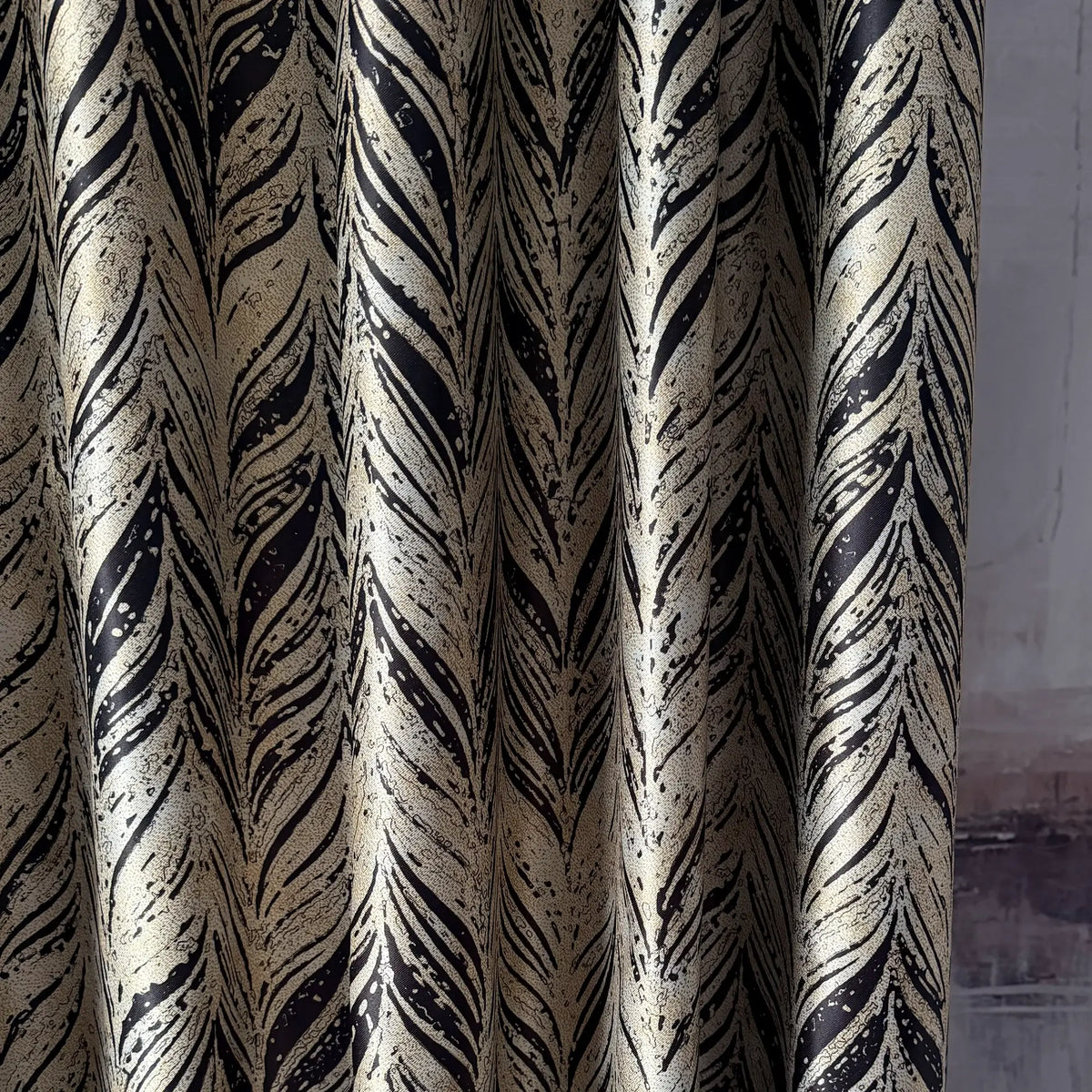 Art Deco Gold and Black Curtains, Custom Drapery for Elegant Living Room