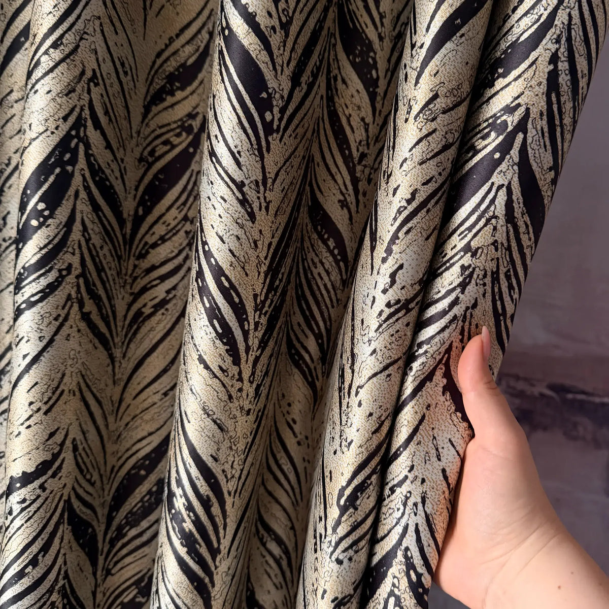 Art Deco Gold and Black Curtains, Custom Drapery for Elegant Living Room