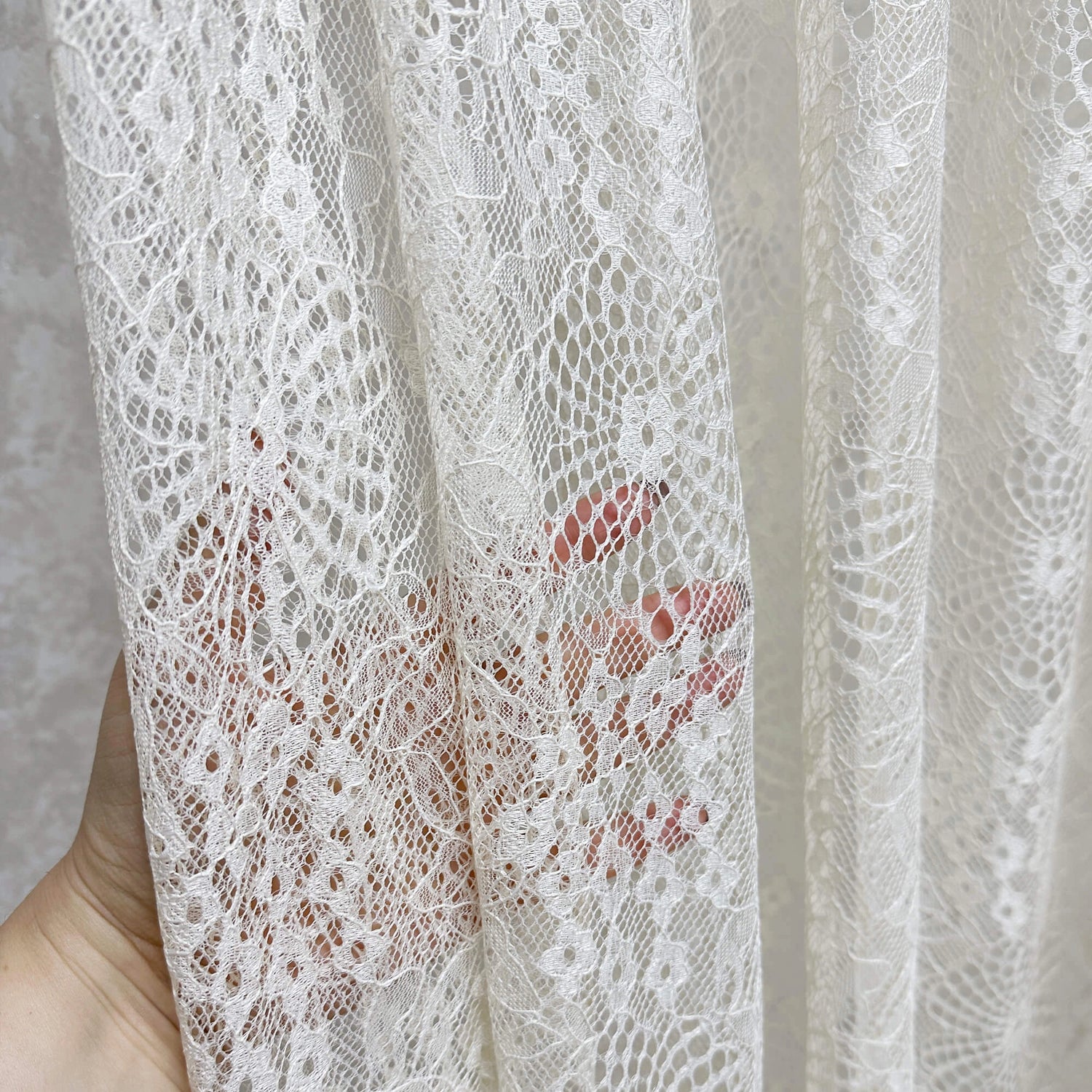 Sheer Curtains from French Lace in Cream color, Retro Vintage Style 